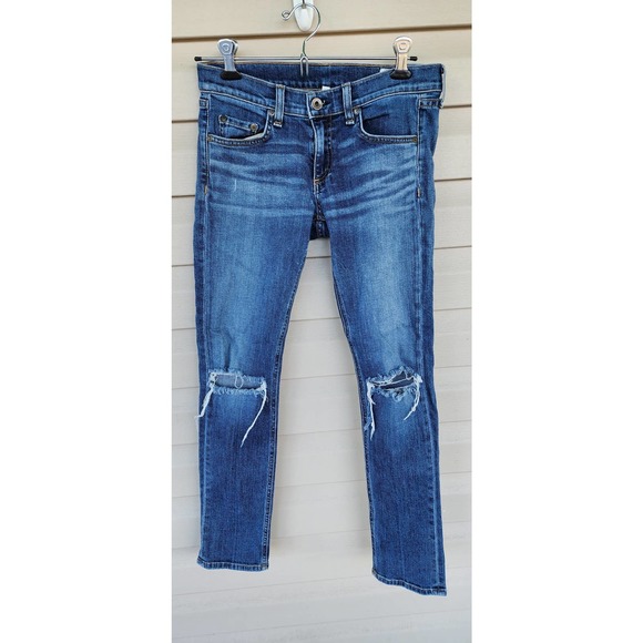 Rag‎ & Bone Tomboy Fit Size 25 Destroyed Medium Wash - Picture 1 of 6